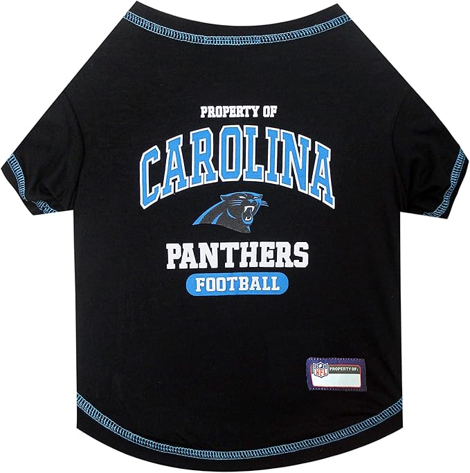 NFL Carolina Panthers Dog T-Shirt for Pets, Size Medium. Officially Licensed Pet Shirt with Team Logo, Soft Stretchable Comfort Fit Apparel for Dogs & Cats