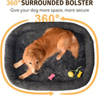 Orthopedic Washable Large Dog Bed: Waterproof Pet Bed with Bolsters - Removable Washable Cover for L XL XXL Large Sized Dog Bed - Non-Slip Bottom - Dark Gray