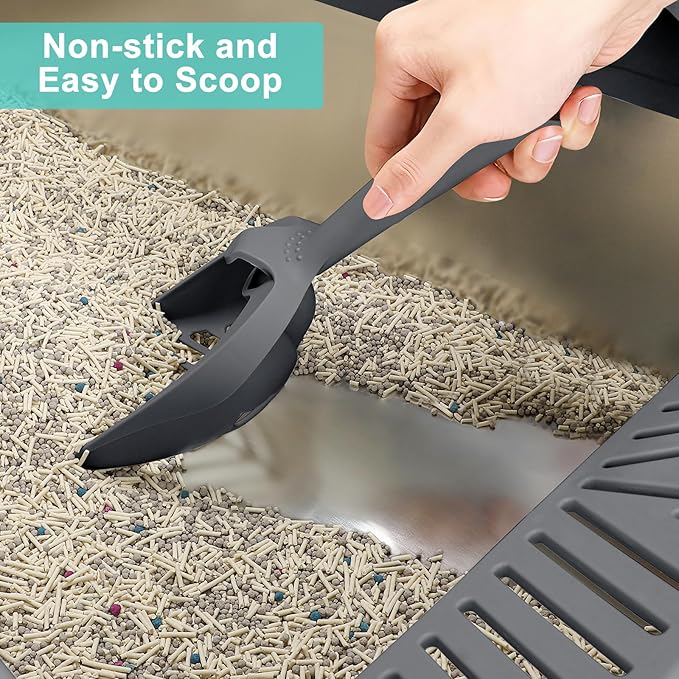 Stainless Steel Litter Box | XL Enclosed Cat Litter Boxs with Lid for Big Cats | High Sided, Anti-Urine Leakage | Non-Stick Bottom & Includes Scoop