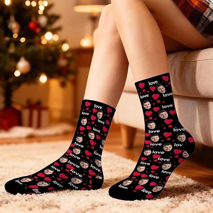 D-Story Custom Short Pajama Set with Pet Face Personalized Photo Sleepwear 2 Pieces Pjs Nightwear Xmas Gift for Women