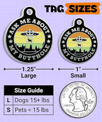 Bad Tags Personalized Dog and Cat ID Tags in 25+ Designs and 2 Sizes - 5 Lines of Custom Engraved Text - Funny Cute Personalized Pet Tags (Ask Me About My Butthole - Black, Large (1.25 inch))