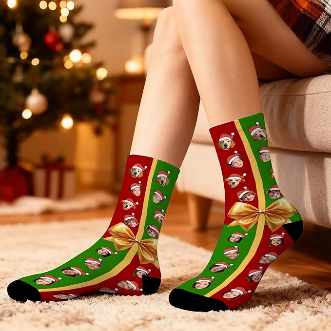 Artsadd Personalized Pajamas with Faces for Women Men Custom Christmas Pajamas Gifts for Family Couple, Funny Photo Pjs