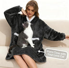 Wearable Blanket Hoodie with Giant Pocket, Soft Warm Sherpa Fleece Oversized Blanket Sweatshirt Gifts for Women Men