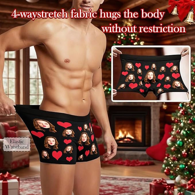 M YESCUSTOM Custom Faces Funny Short Briefs Gift for Husband Underwear
