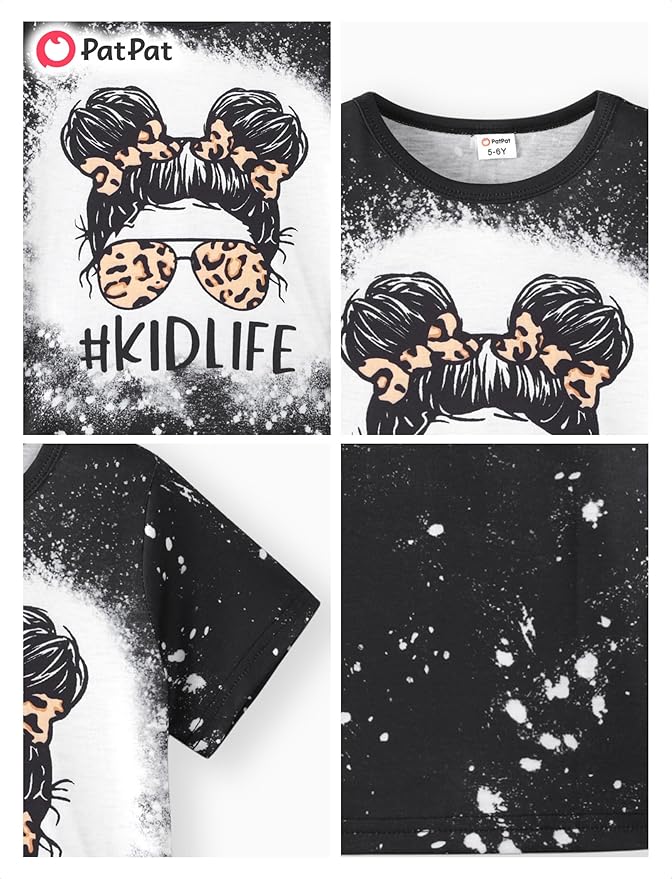 PATPAT Girls Crewneck Short Sleeve Graphic Tees Animal Print Shirts Cute Summer Outfits 5-12 Years