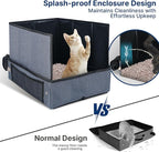 17.7 x 13.5 x 13.75 Travel Litter Box for Cats, Portable Litter Box with Pee Shield & Hard Bottom, Collapsible Cat Litter Pan for Travel, Car, Hotel, Leak-Proof Design, Water-Resistant, Easy Cleaning