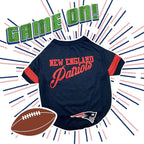 NFL New England Patriots Dog & Cat T-Shirt - Small, Football Team Fan PET TEE Shirt - Durable, Cute Stripe Design