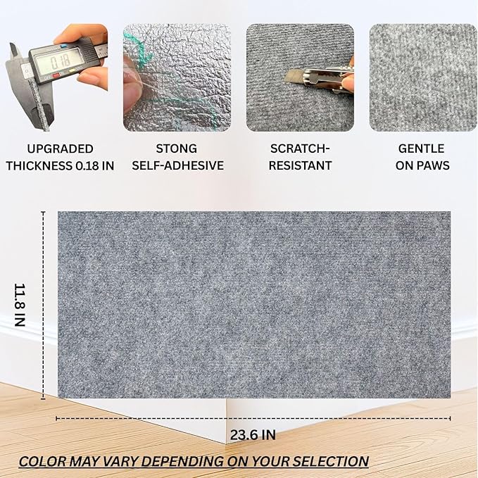 Cat Scratch Mat (3 Pack), 23.6’’ x 11.8’’ Cat Wall Corner Scratcher, Versatile Self-Adhesive Replacement Easy Use for Cat Trees Wall Furniture, Scratching Posts, and Couch Protection (Blue)