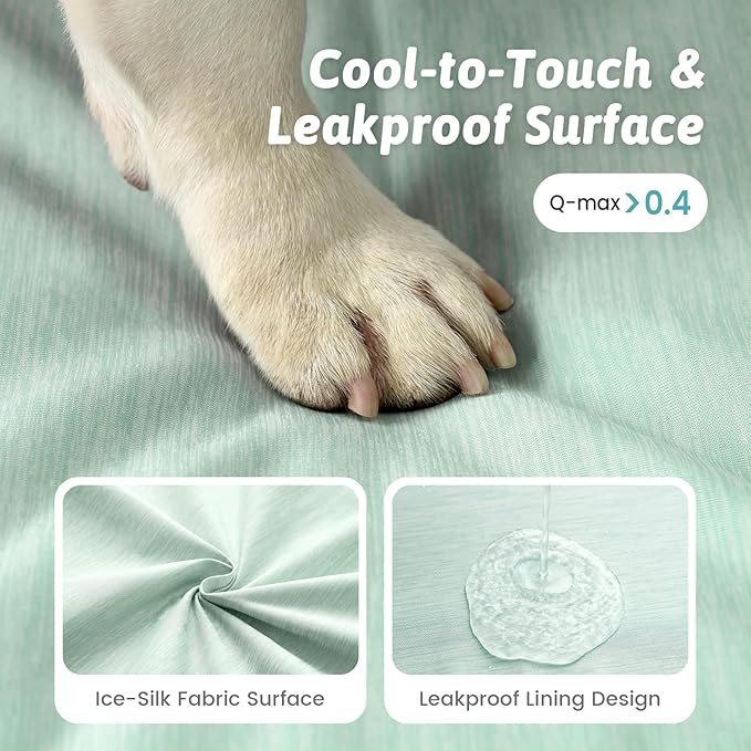 Cooling Dog Bed for Medium Small Size Dogs, Q-Max >0.4 Summer Cool Orthopedic Foam Pet Sofa Bed with Sides, Bolster Anti-Slip Couch with Washable Removable Cover, M 30x20x6 inch, Green