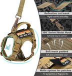 Tactical Cat Harness and Leash for Walking Esacpe Proof,Adjustable Soft Mesh Large Cat Vest with Rubber Handle Easy to Control,Molle Patches