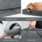 Outdoor Extra Large Dog Crate Bed, XXL Waterproof Dog Bed for Giant Breeds Dogs, 47x29 Inch Orthopedic Egg Crate Foam Pet Mat with Removable Cooling Cover, Grey