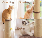 5-Inch Thick Sisal Cat Scratching Post, 36" Tall Scratch Tower with 6.5" Top Perch and Large 20.8×15.9" Stable Base, Durable Cat Scratcher for Indoor Cats, Brown