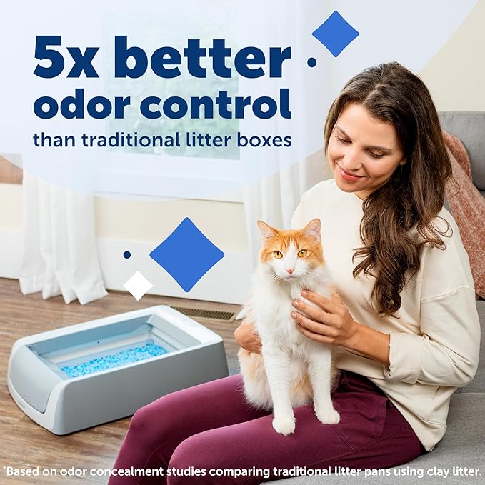 PetSafe Legacy ScoopFree Crystal Pro Self-Cleaning Automatic Cat Litter Box - Front-Entry Motion-Sensing Cat Box with Integrated Health Counter - Includes 1 Disposable Crystal Litter Tray