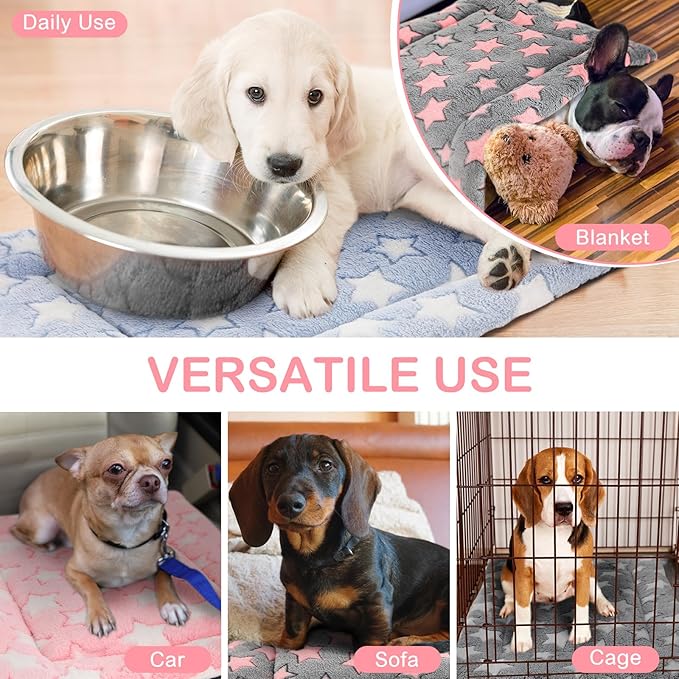 VitalCozy 4 Pcs Dog Crate Pads, Ultra Soft Warm Washable Anti-Slip Kennel Bed Mat for Pets, Reversible, Replaceable, Cozy Cage Liner for Small Medium Large Dogs and Cats(18 x 24 x 1.6 Inch,Colorful)