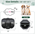 Love's cabin Pet Puppy Dog Playpen, Large Dog Tent Crates Cage Indoor/Outdoor, Portable Playpen for Cat, Foldable Pop Up Dog Kennel Playpen with Carring Case, Removable Zipper Top, Dark Grey