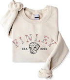NAZENTI Floral Custom Embroidered Dog Sweatshirt, Dog Mom Sweatshirt, Custom Dog Dad Shirt, Gifts For Pet Lovers