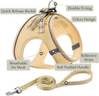 Dog Harness with Leash Set, No Pull Adjustable Reflective Step-in Puppy Pet Vest Harnesses for Small Medium Large Dogs and Cats,Beige L