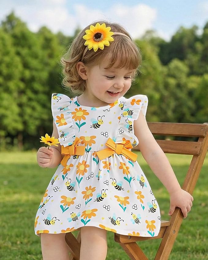 Mioglrie Baby Girl Dress Summer Girl Clothes Infant Outfits Newborn Ruffle Sleeveless Sundress Cute Dresses for Girls