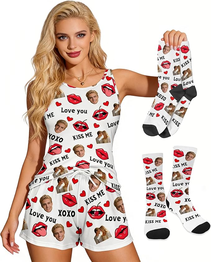 Artsadd Custom Pajamas for Women Men Family, Personalized Face Pjs Pajama Pants, Funny Pet Photo Loungewear Sleepwear Jammies