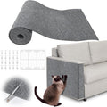 Cat Scratch Furniture Protector - 78.7" x 15.8" Trimmable Self-Adhesive Cats Claws Scratch Pads, Sisal DIY Climbing Couch Protector for Scratch Post Cat Tree Replacement Indoor (Light Gray)