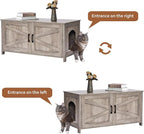 Homhedy 39.4" L Cat Litter Box Enclosure, Pet House with Barn Door, Wooden Cat Washroom Furniture, Fit Most of Litter Box, Greige