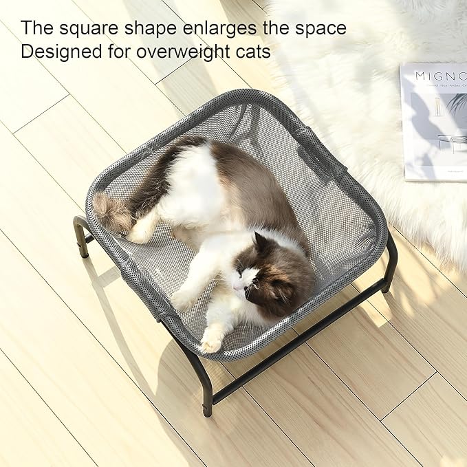 Cat Bed [Designed for Big Cats] Cat Hammock Dog Bed Pet Square Hammock Bed Free-Standing Kitty Sleeping Couch Pet Supplies Whole Wash Stable Detachable Easy Assembly Indoor Outdoor