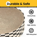 Cat Scratcher Cardboard,2 in 1 Oval Cat Scratch Pad Bowl for Indoor Kitty Grinding Claw,Round Kittens Scratching Board Corrugated Lounge Pet Beds&Furniture Protector for Sofas