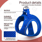 TwoEar Dog Vest Harness Reflective, No-Pull Pet Harness Easy Control with Breathable Mesh, Soft Puppy Step-in Harness No-Choke for Outdoor Walking, Training for Small Dogs, Cats(XS, Blue)