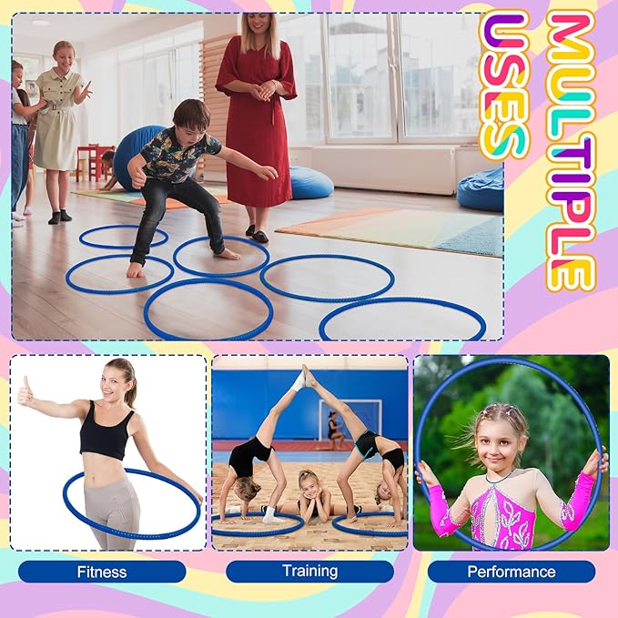 Shappy 6 Pcs Exercise Hoop Detachable Adjustable Plastic Toy Playground Toys Colored Hoop Circles for Teens Games Gymnastics Dog Agility Equipment Party Decor