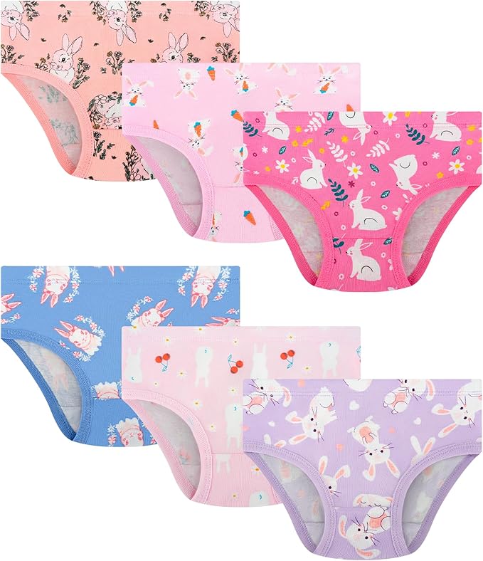 Girls and Toddlers 100% Cotton Underwear Tagless Soft Panties Size 2-3T,4-5T,6,8,10,12 (6-Pack)