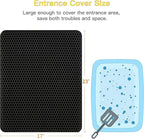Cat Litter Mat Litter Box Mat, EVA Honeycomb Double Layer Design, Urine & Waterproof, Scatter Control Kitty Litter Mat, Less Waste, Easier To Clean,Washable, Black