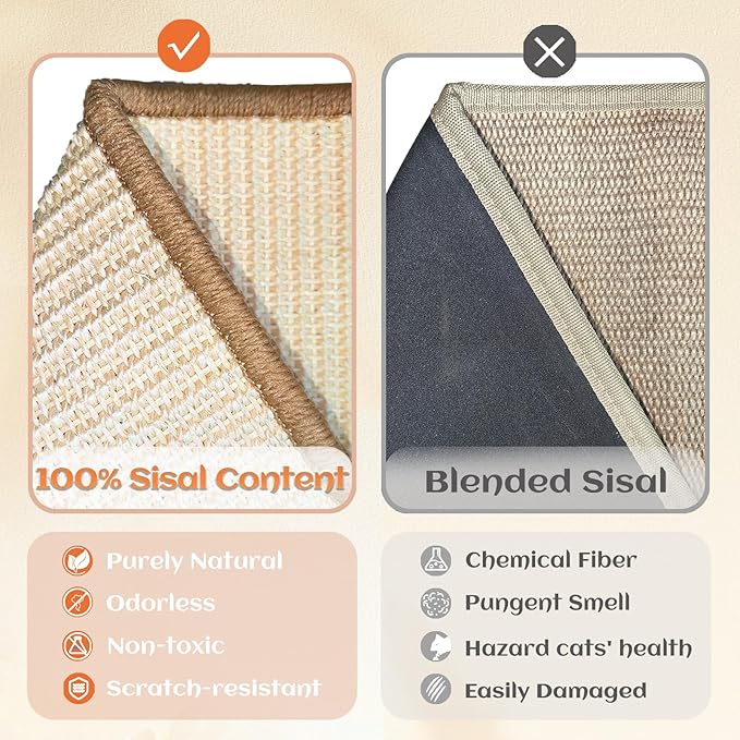 CHEERHOME PETS Sisal Cat Scratcher Bed for Indoor Cats Hammock for Scratching Pad Cat Chair Natural Sisal Cat Scratch Post for Large Cat Scratcher Lounge(Extra Large)