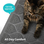 MIGHTY MONKEY Waterproof BPA Free Cat Litter Box Trapping Mat, Easy Clean Floors, Textured Backing, Soft on Sensitive Kitty Paws, Cats Accessories, Less Waste, Stays in Place, 35x23, Slate Gray