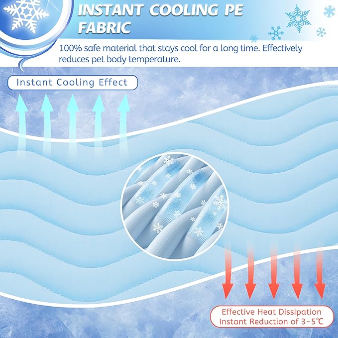 Dog Cooling Mat, Portable Dog Crate Pad, Washable Pad Bed, Indoor Outdoor Uses in Kennel, Bed, Sofa or Car, Providing a Cool and Comfortable Experience for Your pet During Summer (40"x28")