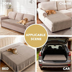 H.VERSAILTEX Non Slip Pet Couch Cover Chenille Dog Bed Protector Thick Soft Sofa Slipcover Pet Friendly Washable Couch Cushion Covers for Pets (68" x 82", Taupe)