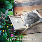 PETKARAY Beach Chair Cat Hammock, Elevated Cat Beds for Indoor Cats, Original Cozy Lounger with Sisal Scratcher and Toy Ball