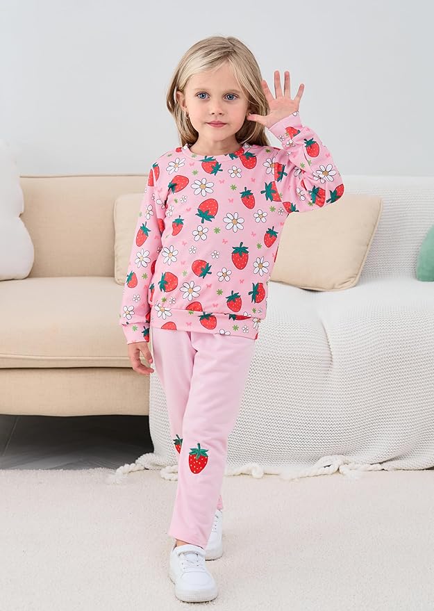 Little Girls Unicorn Outfits 2 Piece Kids Ruffle Sleeve Sweatshirt + Leggings Fall Leopard Clothing Sets 2-10 Years Old