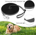 Hi Kiss Dog/Puppy Obedience Recall Training Agility Lead - 15ft 20ft 30ft 50ft 100ft Training Leash - Great for Training, Play, Camping, or Backyard(50ft,Black_White)