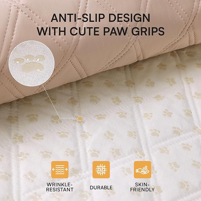 Luciphia 100% Waterproof Couch Cover Blanket for Dogs Anti-Slip Pet Couch Protector Sofa Mat Puppy Cat with Non-Slip Bottom, Beige, 30x70 Inch