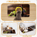 Pet Feeding Mat,Red Wine Absorbent Dog Cat Food Mat Grape Wood Dog Mat with Rubber Backing,Non-Slip Water Bowl Placemat,Pet Supplies 16" x 24"