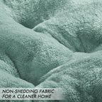 ClevaHome Upgrade Plush Faux Fur Cat Bed - Washable Round Cat Beds for Indoor Cats, Small Dog Bed for Pets up to 15lbs, Reversible Cushion, Non-Slip Bottom (Washed Green)
