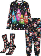 Artsadd Personalized Pajamas with Faces for Women Men Custom Christmas Pajamas Gifts for Family Couple, Funny Photo Pjs
