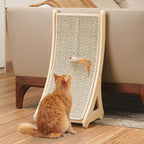 PETKARAY Curved Cat Scratcher, Sisal Kitty Scratching Ramp, L Shape Scratch Pad for Indoor Cats, 25.6" Furniture Protector with Mouse Toy, Chevron Style