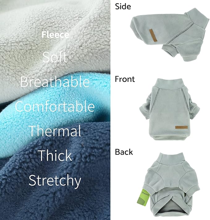 Fitwarm 3 Pack Classic Fleece Dog Sweater, Turtleneck Dog Sweatshirt, Dog Winter Clothes for Small Dogs Boy Girl, Pet Pullover Jacket, Cat Apparel, Blue, Grey, Navy, XL
