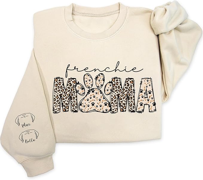 Personalized Dog Breed Mama Sweatshirt, Custom Paw Print Sweater, Cozy Pet Lover Outfit, Unique Gift