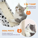 Allewie 81 Inches Tall Cat Tree/Multi-Level Large Climbing Tree House and Towers for Big Feline/Condo and Hammock/Scratching Post/Wide Base/White & Black Spot