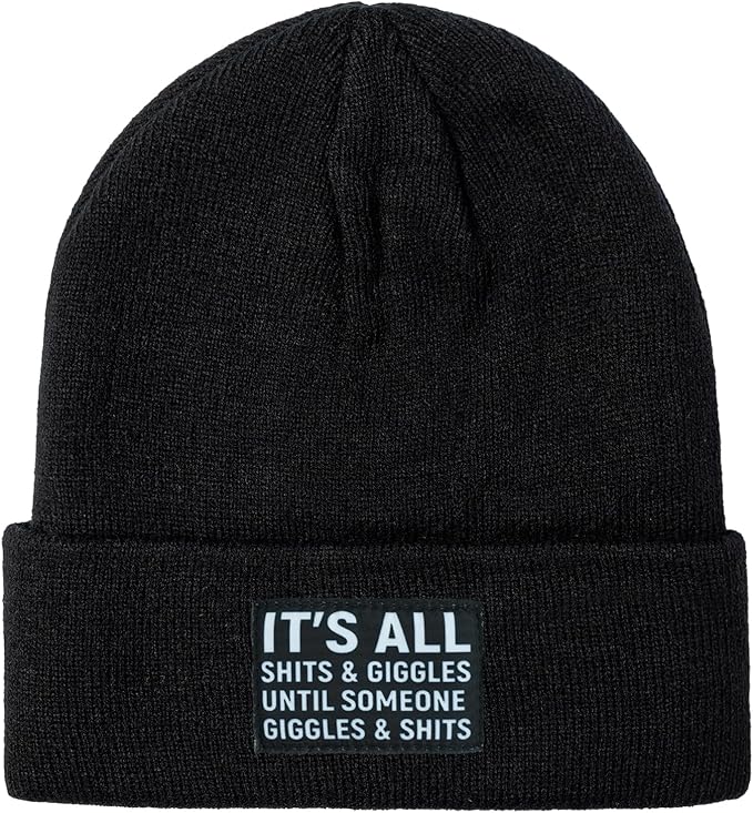 Funny Beanies Warm Knit Hats Fall Winter Black Hip Pop Knit Hat Cap for Women Men