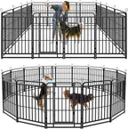 Heavy Duty Dog Playpen: 16 Steel Panels 40" Height, Square Steel Pipe with Reinforced Crossbars, 36FT 103 Sq.ft Portable Fence for Yard RV Camping, Snowy Black