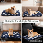 Washable Dog Bed Plush Orthopedic Outdoor Crate Mat with Non-Slip Bottom,Luxe Soft Kennel Pad for Pets, Cozy Cage Cushion & Pet Sleeping Mattress Large Sized,Medium,Small Dogs,24 x 18 inch,Blue