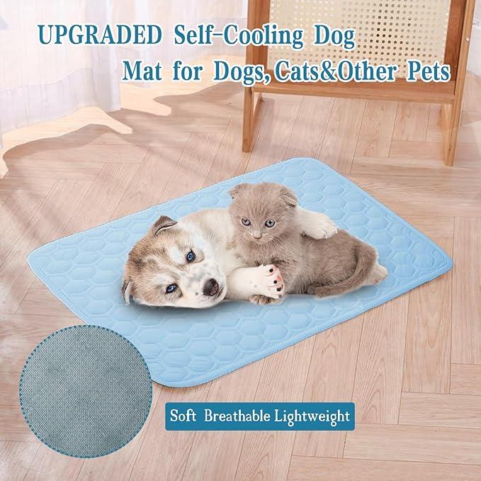 Cooling Mat for Dogs Thicken Pad for Cats,Rabbit&Medium,Large Dogs Internal Arc-Chill Cool Fiber Dog Cooling Mat Non-Slip Washable Summer Pet Outdoor Bed